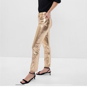 Gold jeans - GAP high rise faux-leather vintage slim Jean